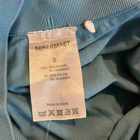 sekermaet blue/teal nylon/spandex cut out athletic leggings size small - Picture 5 of 8